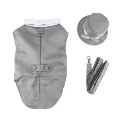 Midlee Dog Tuxedo Wedding Suit- Gray Top Hat & Leash -Pet Halloween Costumes Shop GUEST 08269591 e753 4e83 a054 0e070c619635