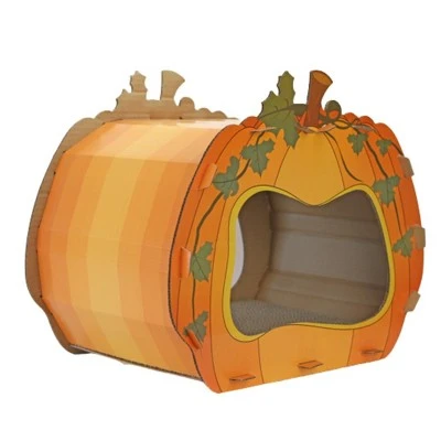 Midlee Halloween Pumpkin Cat Scratcher Cardboard House 3 Midlee Halloween Pumpkin Cat Scratcher Cardboard House - Image 2