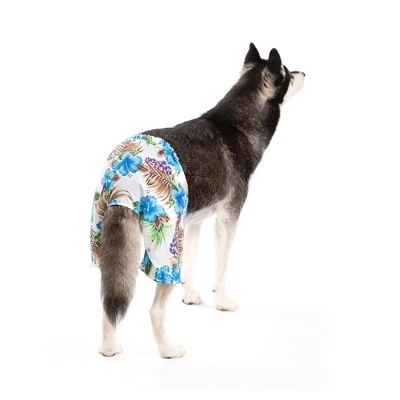 Midlee Blue Hibiscus Hawaiian Dog Board Shorts 3 Midlee Blue Hibiscus Hawaiian Dog Board Shorts - Image 3