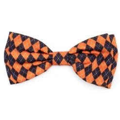 The Worthy Dog Halloween Argyle Bow Tie Adjustable Collar Attachment Accessory